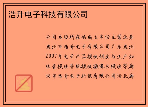 浩升电子科技有限公司